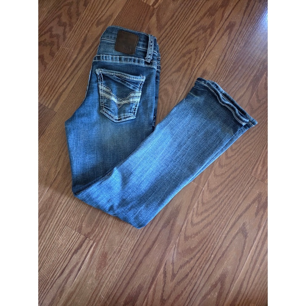 BKE Conner Bootcut Jeans Boys Size 8 Medium Wash Stretch Denim Adjustable Waist